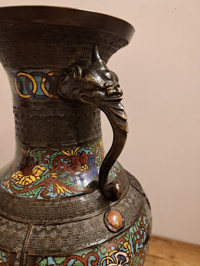 Antieke-cloisonne-oorvaas-brons-China-19e-eeuw-Het-Wagenwiel-Antiek-3