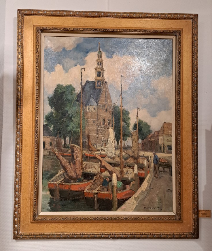Schilderij-stadsgezicht-Hoorn-A.-Wassenburg-1896-1970-Het-Wagenwiel-Antiek-3