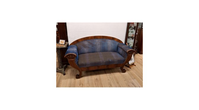 Antieke bank sofa 2 zits, Biedermeier mahonie ca 1850 Hollands - Het Wagenwiel Antiek 1a