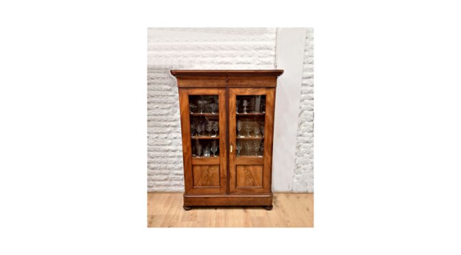 Antieke boekenkast / vitrinekast, mahonie, Biedermeier – ca 1850
