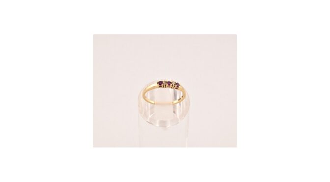 Ring, 14k goud met diamant en robijn.