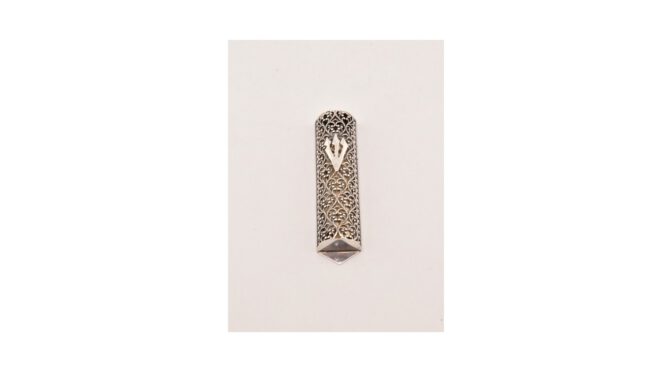 Antieke Mezuzah / Mezoeza, zilver, filigrain, Israël, ca.1920.