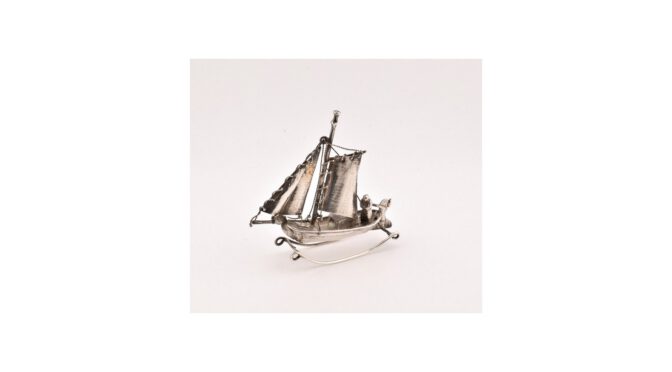 Miniatuur-zeilboot-zilver-ca.1930-HZG1211-Het-Wagenwiel-Antiek-1a