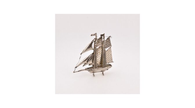 Miniatuur-zeilschip-zilver-20e-eeuw-HZG1210-Het-Wagenwiel-Antiek-1a