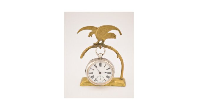 Antiek zakhorloge, zilver, Waltham, jaar 1892.