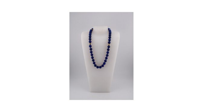 Collier, lapis lazuli met 14k goud, 20e eeuw.