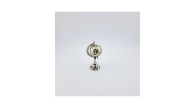 Miniatuur globe, zilver, 20e eeuw (HZG1461) - Het Wagenwiel Antiek (1a)