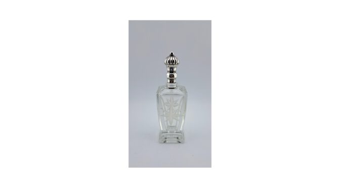 Parfumflesje, kristal met zilver, Van Niekerk Schoonhoven 1952 - Het Wagenwiel Antiek (2a)