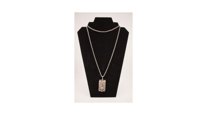 Antieke jasseron ketting met hanger, zilver, Hollands, 19e eeuw.