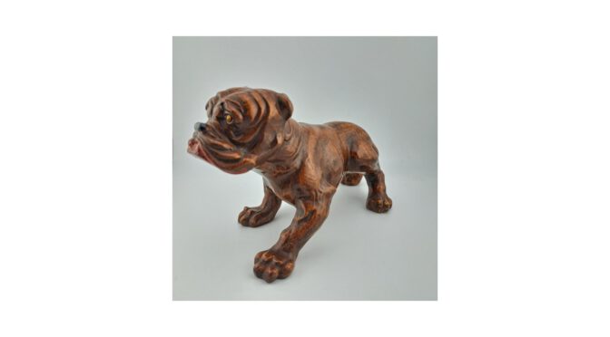 Antieke papier maché bulldog, ca.1900-1930 (HDIV1131) - Het Wagenwiel Antiek (1a)