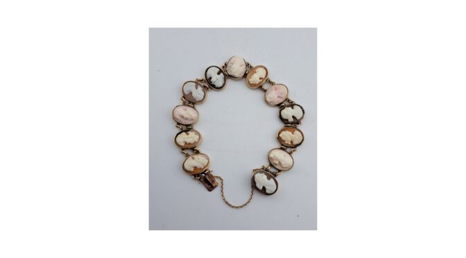 Antieke cameé armband, 10k (HS1537) - Het Wagenwiel Antiek (7a)