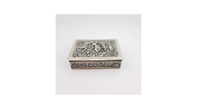 Antieke dekseldoos, zilver, mt; Dirk Vos, 1915-1920 (HW107) - Het Wagenwiel Antiek (1a)
