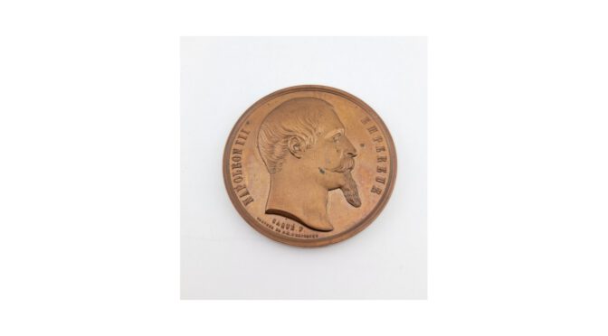 Antieke medaille, Napoleon III Empereur, Les Animaux de basse-cour, brons, jaar 1861 (HDIV1199.04) - Het Wagenwiel Antiek (3a)