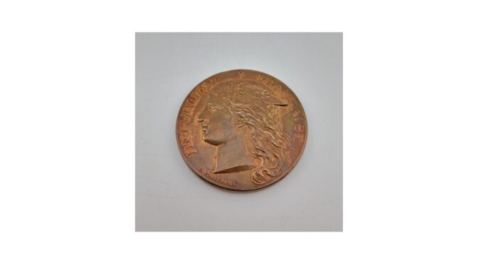 Antieke medaille, maker H. Ponscarme, brons, jaar 1885.