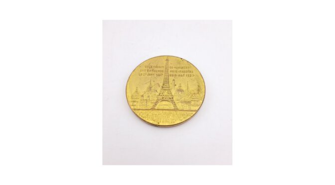 Antieke medaille, souvenir “Tour de Eiffel”, koper, jaar 1889.