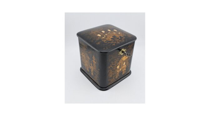 Antieke tea caddy, Chinoiserie Engeland, ca.1870-1900.