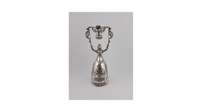 Huwelijksbeker, zilver, mt; Albert Bodemer, ca.1960 (HW102) - Het Wagenwiel Antiek (1a)