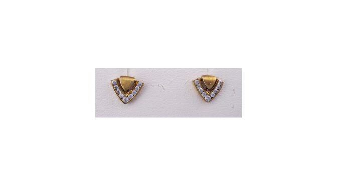 Oorstekers, 14k goud met diamant (HS1510) - Het Wagenwiel Antiek (2a)