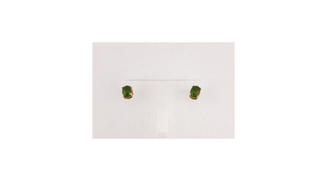 Oorstekers, 14k goud met jade (HS1511) -Het Wagenwiel Antiek (1a)