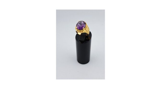 Ring, 18k goud met amethist (HS1525) - Het Wagenwiel Antiek (2a)