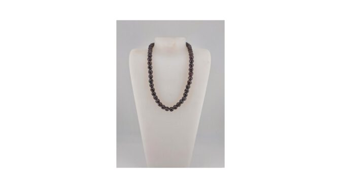 Antieke granaten collier met 14k gouden slot, ca.1900.