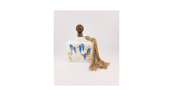 Antieke parfumfles, opaline glas, Frankrijk, ca.1930 (HGL446) - Het Wagenwiel Antiek (1a)