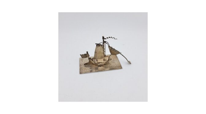 Miniatuur boeier, zilver, Hollands, ca.1970.
