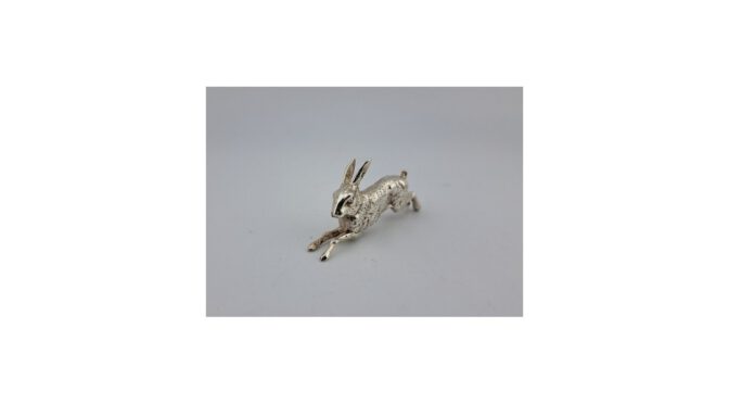 Miniatuur haas, zilver, 20e eeuw.