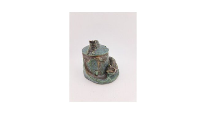 Antieke inktpot, keramiek, Fa. Denbac, Vierzon, Frankrijk, Art Nouveau, ca.1915 (HA847) - Het Wagenwiel Antiek (1a)