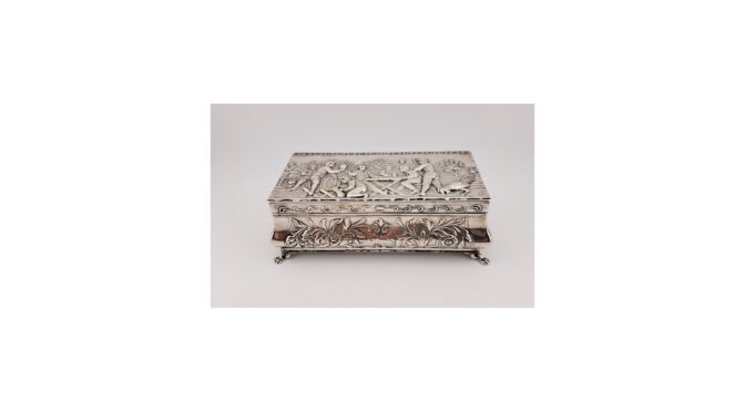 Antieke lepeldoos, zilver, K.V.L. Stenten, Bergen op Zoom, 1889-1926.