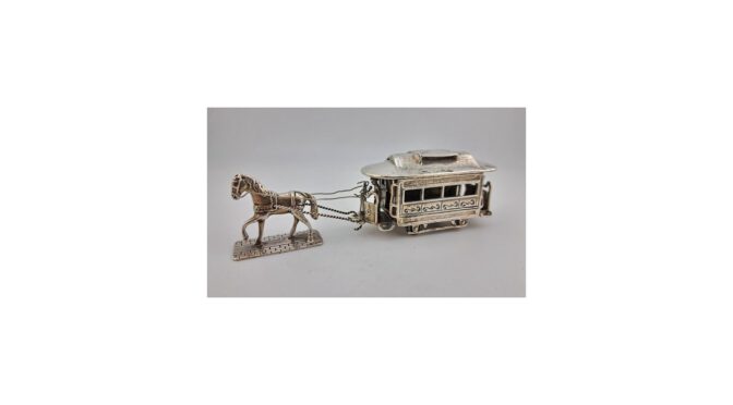 Miniatuur paardentram, zilver, mt; Jan Weeda, Haarlem, ca.1970.