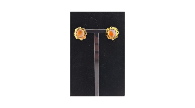 Oorclips met aventurijn en 14k goud en zilver (HS1165) - Het Wagenwiel Antiek (1a)