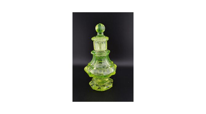 Antiek parfumfles, annagroen, Frankrijk, ca.1880 (HGL465.03) - Het Wagenwiel Antiek (2a)