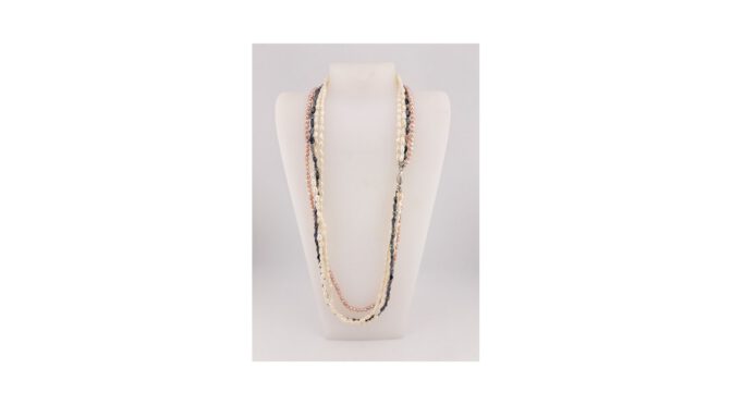 Collier met Keshi parels, 14k witgouden slot.