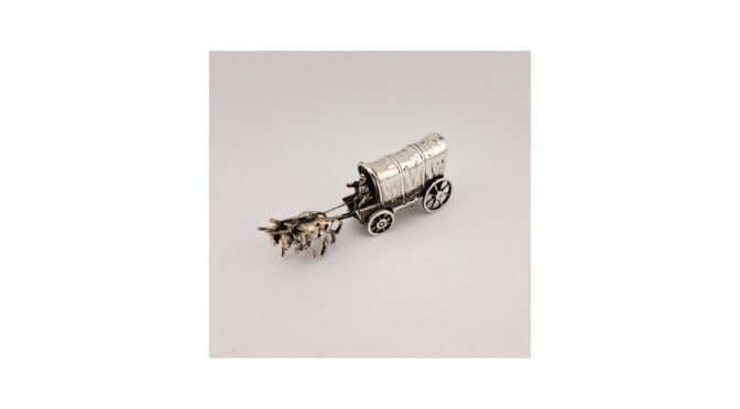 Huifkar met ossen, zilver, 20e eeuw (HZG1529.40) - Het Wagenwiel Antiek (1a)