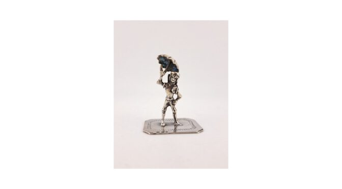 Paraplu verkoper,miniatuur zilver, mt; C.A. Stout, Rotterdam, ca.1970.