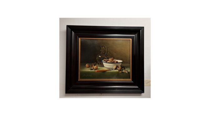 Schilderij, stilleven, olieverf op paneel, Jos Aanraad, 1945 - heden (HSCH325) - Het Wagenwiel Antiek (1a)