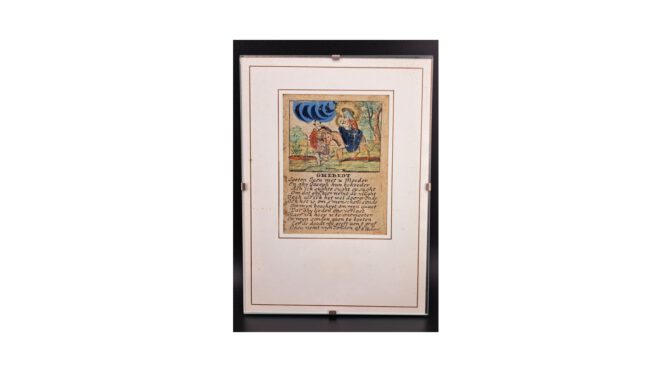 Antiek devotieprentje, F. Huberti, België, 1630-1687, Ingekleurde ets.