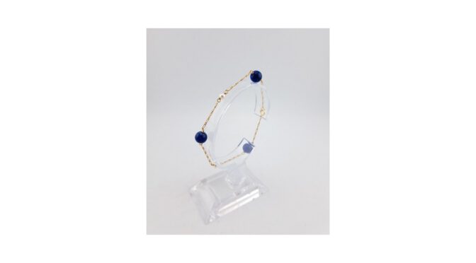 Armband, 14k goud met lapis lazuli en parels (HS1684) - Het Wagenwiel Antiek (2a)