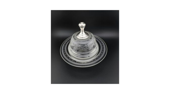 Boterstolp, kristal met zilver, van Kempen, Schoonhoven, ca.1930 (HGL482) - Het Wagenwiel Antiek (1a)