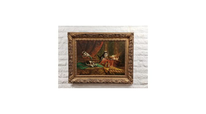 Schilderij, olieverf op doek, naar Raaphorst, 1ste helft 20e eeuw (HSCH336) - Het Wagenwiel Antiek (1a)