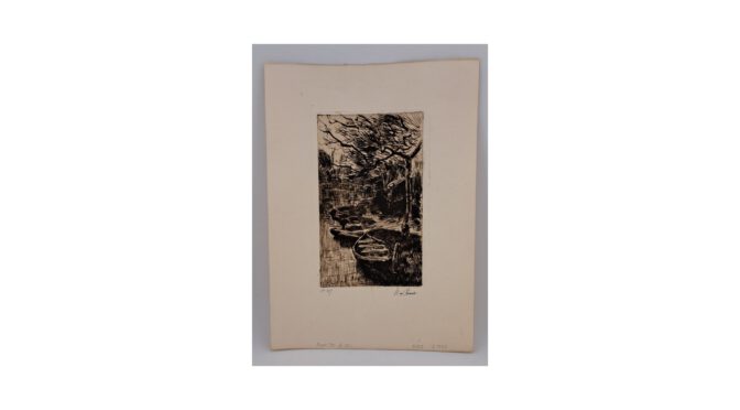 Antieke Ets (zonder lijst), Roeiboten, Willem de Zwart, 1862-1931.