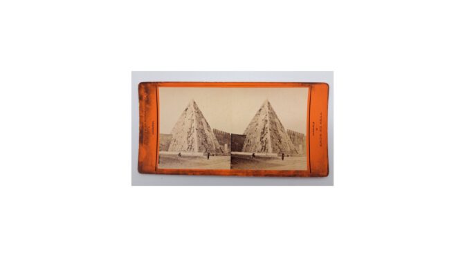 Antieke stereofoto, Piramide van Cajus Cestius te Rome, ca 1880