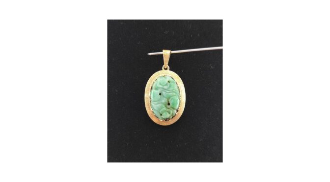 Hanger 14k goud met jade (HS872.01) - Het Wagenwiel Antiek (1a)