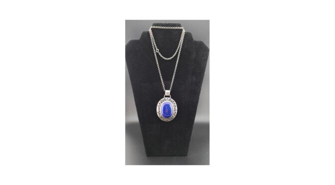 Ketting en hanger met lapis lazuli (HS1627.08) - Het Wagenwiel Antiek (1a)