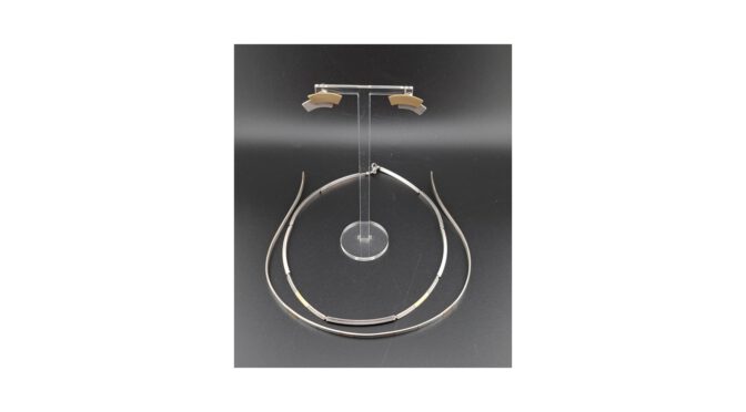 Sieradenset, oorbellen, collier en haarband, 14k goud op zilver, design (HS1627.07) - Het Wagenwiel Antiek (2a)