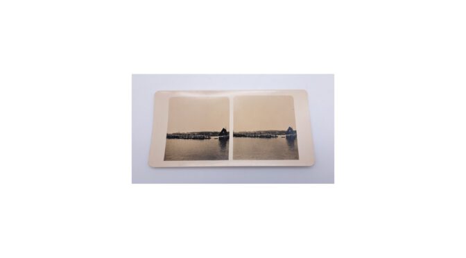 Stereofoto, M. Prins, Dordrecht, Gezicht op de schipbrug van Arnhem vanaf de Rijnkade.