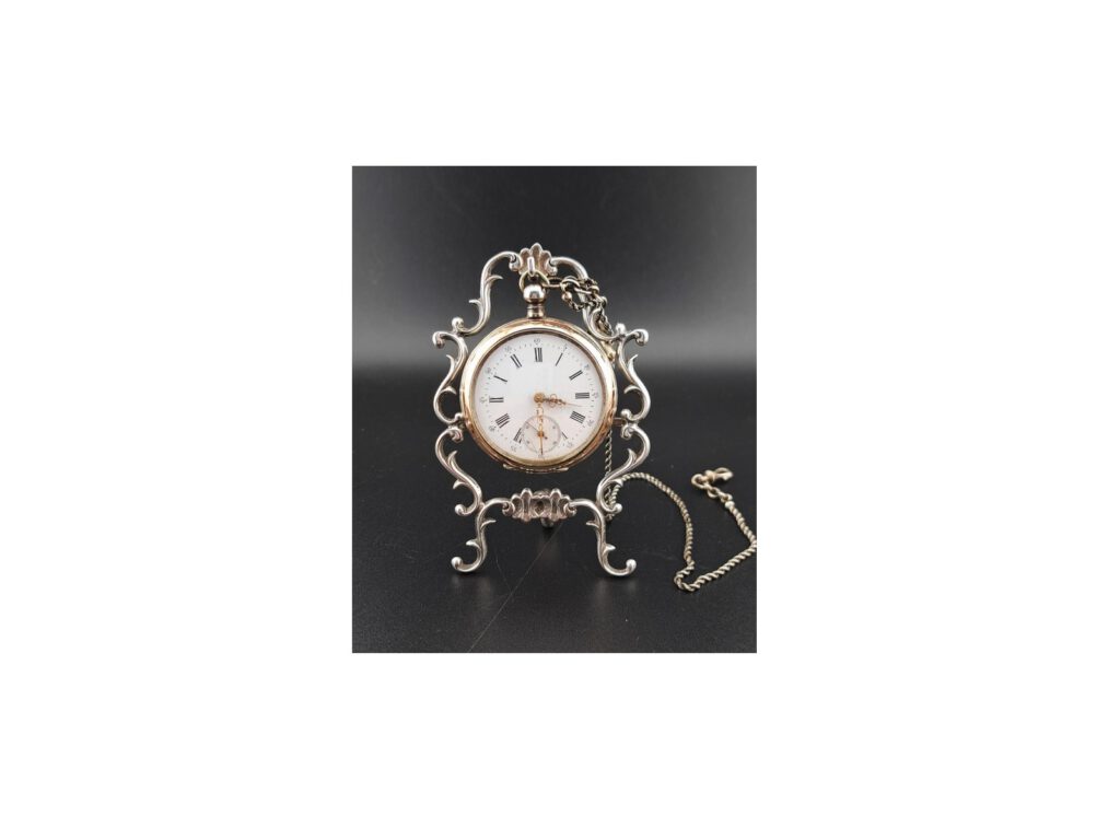 Zakhorlogehouder, zilver, Burger Haarlem 1982 - Het Wagenwiel Antiek (1)