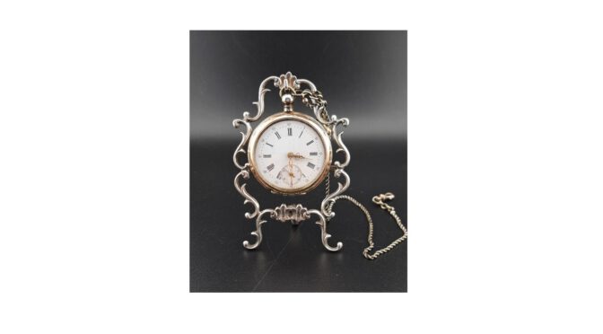 Zakhorlogehouder, zilver, Burger Haarlem 1982 - Het Wagenwiel Antiek (1)