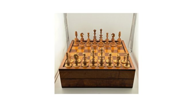 Antiek schaakspel - dambord, Toy set, Zuid-Duitsland, ca.1850-1900 (HPR130) - Het Wagenwiel Antiek (1a)